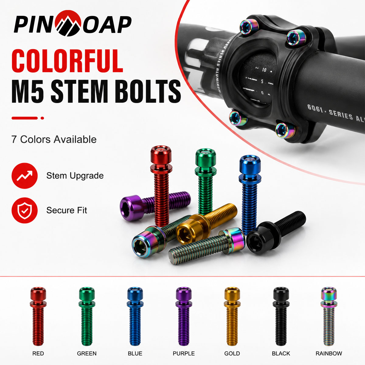 Bicycle Repair Kit - PINMOAP 6PCS Bicycle Handlebar Stem Bolt