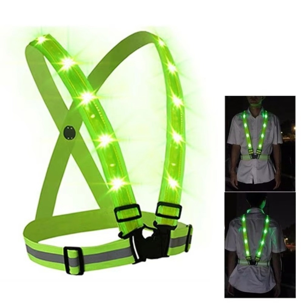 Cycling Gear Vest - New Polyester LED Safety Vest Green